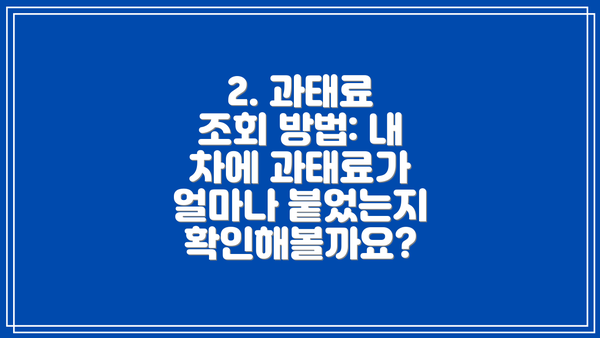 2. 과태료 조회 방법: 내 차에 과태료가 얼마나 붙었는지 확인해볼까요?
