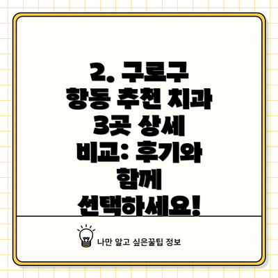 2. 구로구 항동 추천 치과 3곳 상세 비교: 후기와 함께 선택하세요!