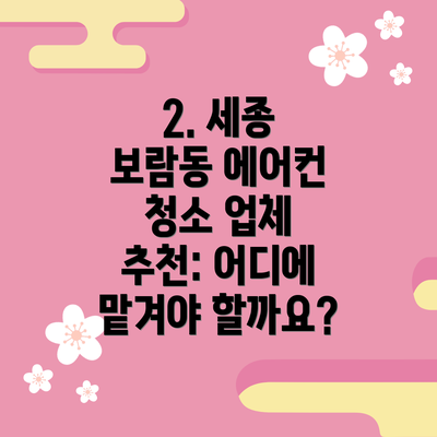 2. 세종 보람동 에어컨 청소 업체 추천: 어디에 맡겨야 할까요?