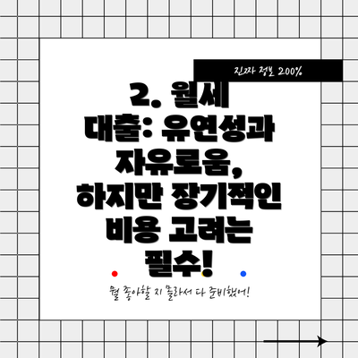2. 월세 대출: 유연성과 자유로움, 하지만 장기적인 비용 고려는 필수!