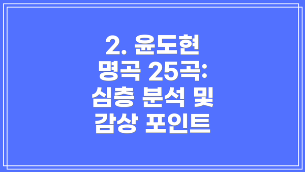2. 윤도현 명곡 25곡: 심층 분석 및 감상 포인트