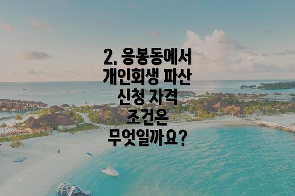 2. 응봉동에서 개인회생 파산 신청 자격 조건은 무엇일까요?