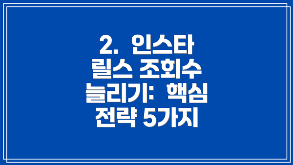 2.  인스타 릴스 조회수 늘리기:  핵심 전략 5가지