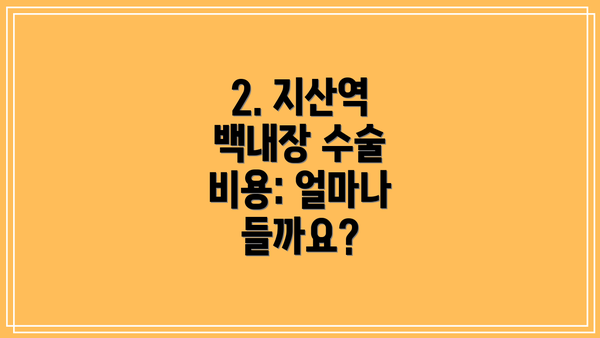 2. 지산역 백내장 수술 비용: 얼마나 들까요?