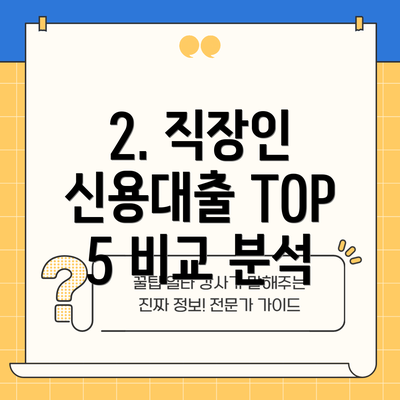 2. 직장인 신용대출 TOP 5 비교 분석