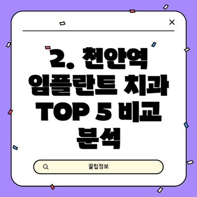 2. 천안역 임플란트 치과 TOP 5 비교 분석