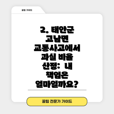 2. 태안군 고남면 교통사고에서 과실 비율 산정:  내 책임은 얼마일까요?