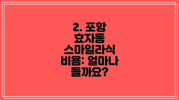 2. 포항 효자동 스마일라식 비용: 얼마나 들까요?