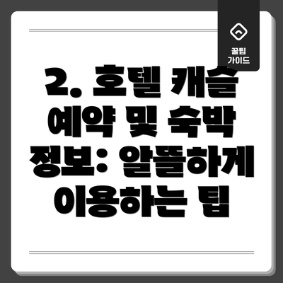 2. 호텔 캐슬 예약 및 숙박 정보: 알뜰하게 이용하는 팁