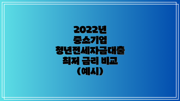 2022년 중소기업 청년전세자금대출 최저 금리 비교 (예시)