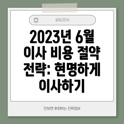 2023년 6월 이사 비용 절약 전략: 현명하게 이사하기