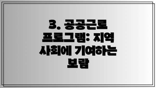 3. 공공근로 프로그램: 지역 사회에 기여하는 보람