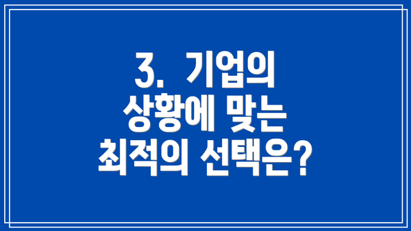 3.  기업의 상황에 맞는 최적의 선택은?
