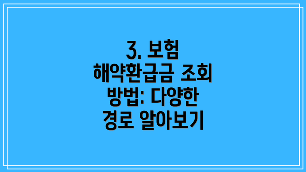 3. 보험 해약환급금 조회 방법: 다양한 경로 알아보기
