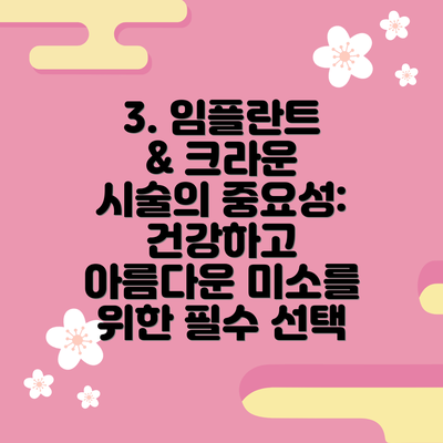 3. 임플란트 & 크라운 시술의 중요성: 건강하고 아름다운 미소를 위한 필수 선택