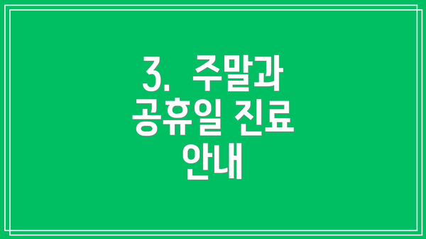 3.  주말과 공휴일 진료 안내