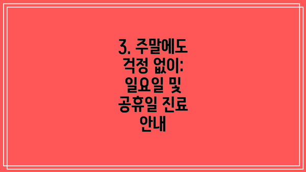 3. 주말에도 걱정 없이: 일요일 및 공휴일 진료 안내