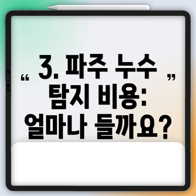 3. 파주 누수 탐지 비용: 얼마나 들까요?