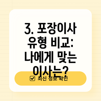 3. 포장이사 유형 비교: 나에게 맞는 이사는?