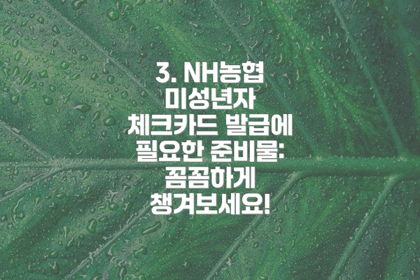 3. NH농협 미성년자 체크카드 발급에 필요한 준비물: 꼼꼼하게 챙겨보세요!