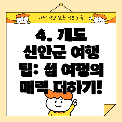 4. 개도 신안군 여행 팁: 섬 여행의 매력 더하기!