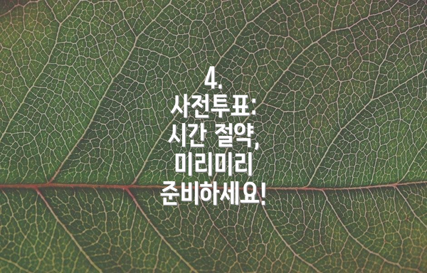 4.  사전투표:  시간 절약,  미리미리 준비하세요!