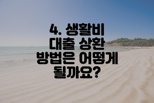 4. 생활비 대출 상환 방법은 어떻게 될까요?