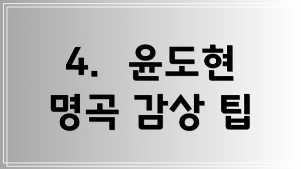 4.  윤도현 명곡 감상 팁
