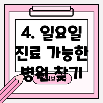 4. 일요일 진료 가능한 병원 찾기