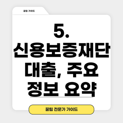 5. 신용보증재단 대출, 주요 정보 요약