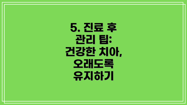 5. 진료 후 관리 팁: 건강한 치아, 오래도록 유지하기