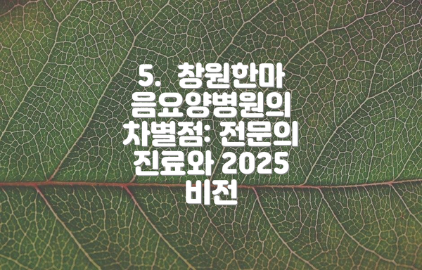 5.  창원한마음요양병원의 차별점: 전문의 진료와 2025 비전
