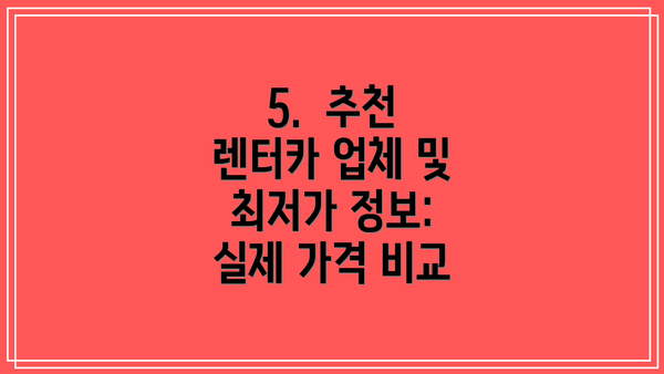 5.  추천 렌터카 업체 및 최저가 정보:  실제 가격 비교