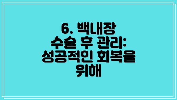6. 백내장 수술 후 관리: 성공적인 회복을 위해