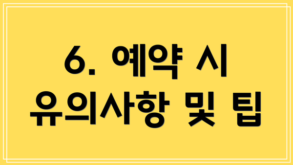 6. 예약 시 유의사항 및 팁