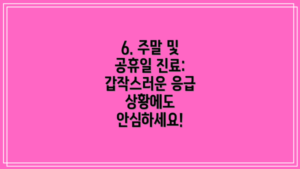 6. 주말 및 공휴일 진료: 갑작스러운 응급 상황에도 안심하세요!