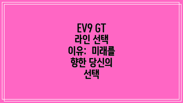 EV9 GT 라인 선택 이유:  미래를 향한 당신의 선택